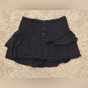 MOTHER Denim Pixie Minx Pitch Ruffle Tiered Mini Skirt, Size 32 and 33